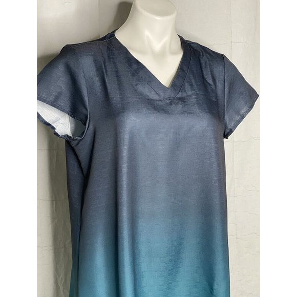 Miss Look Ombre’ Blue Dress  Knee Length Short Sleeve Large‎ - Picture 8 of 12